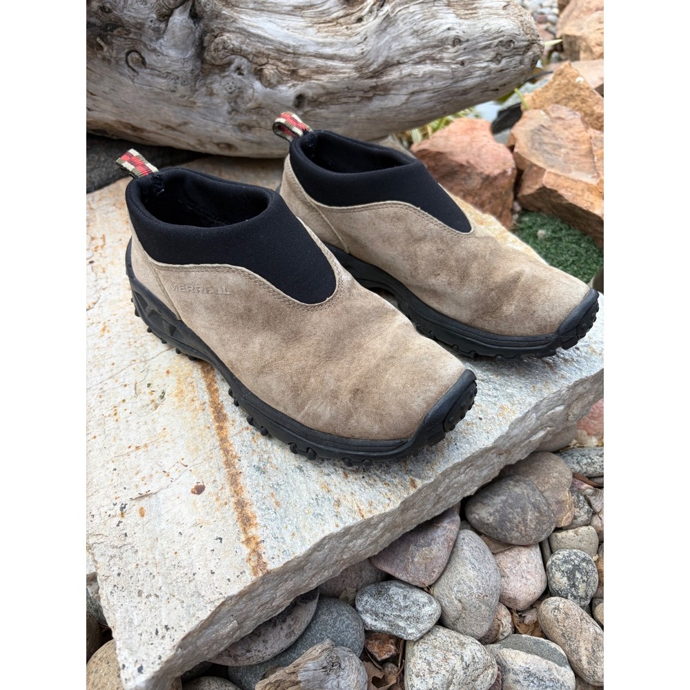 Merrell Jungle Moc Suede Slip On Hiking Shoes Tan Taupe J7149 Womens 7.5